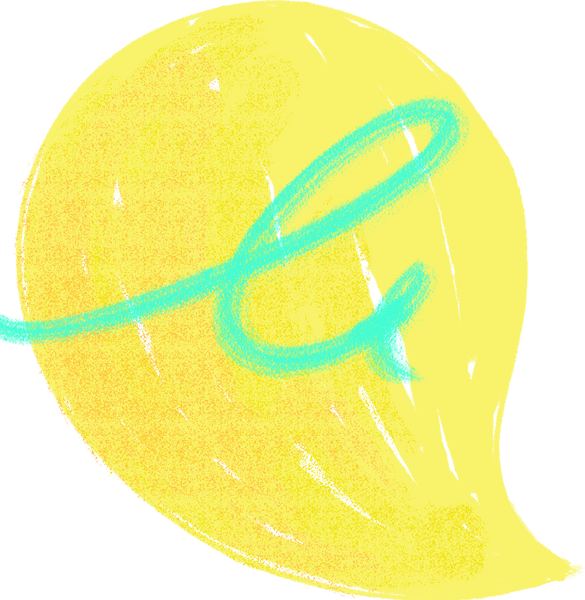Vibrant Yellow and Blue Blob Mixed Media Abstract Shape
